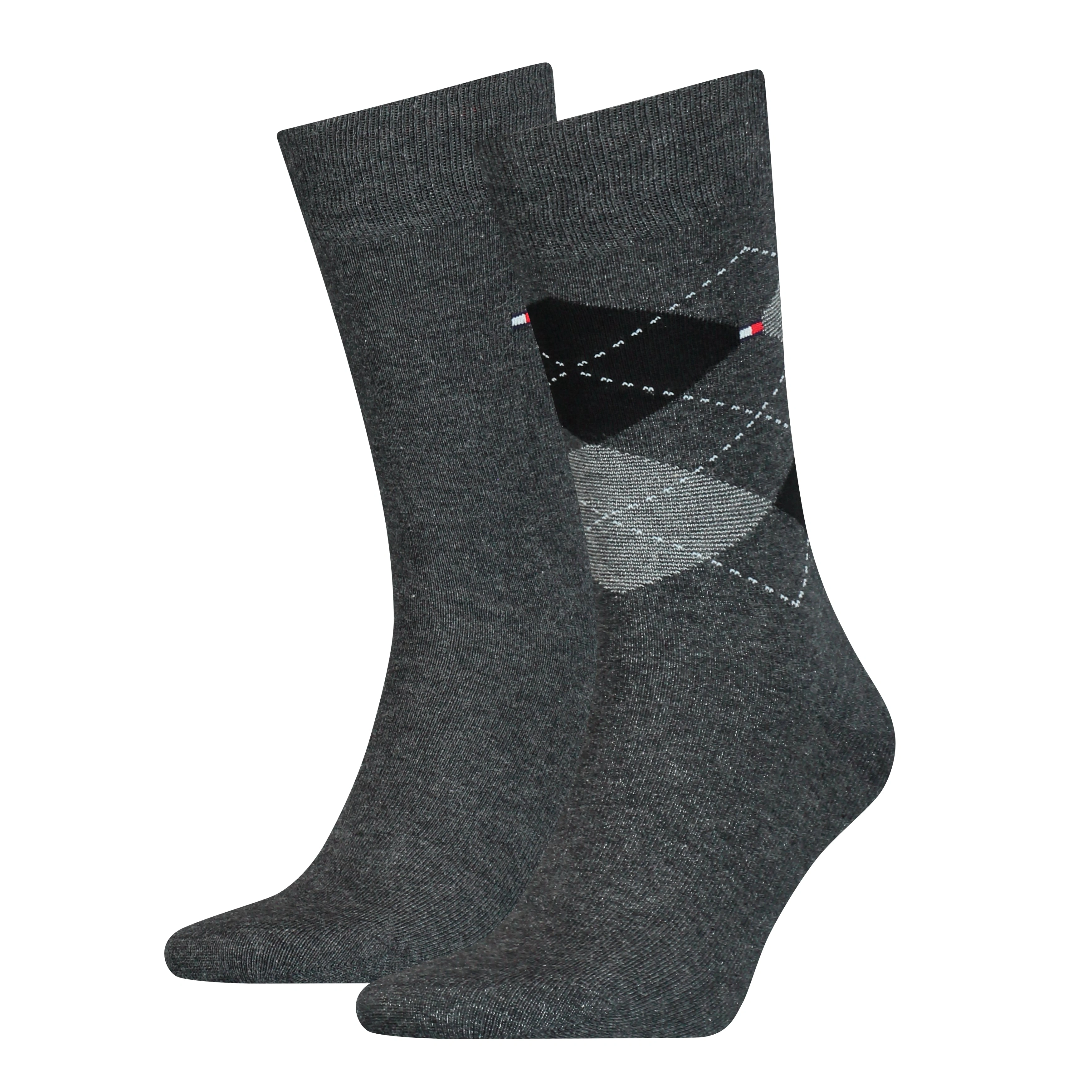 Tommy Hilfiger: Double the Comfort, Checked Crew Socks in Grey, Menswear Essential.