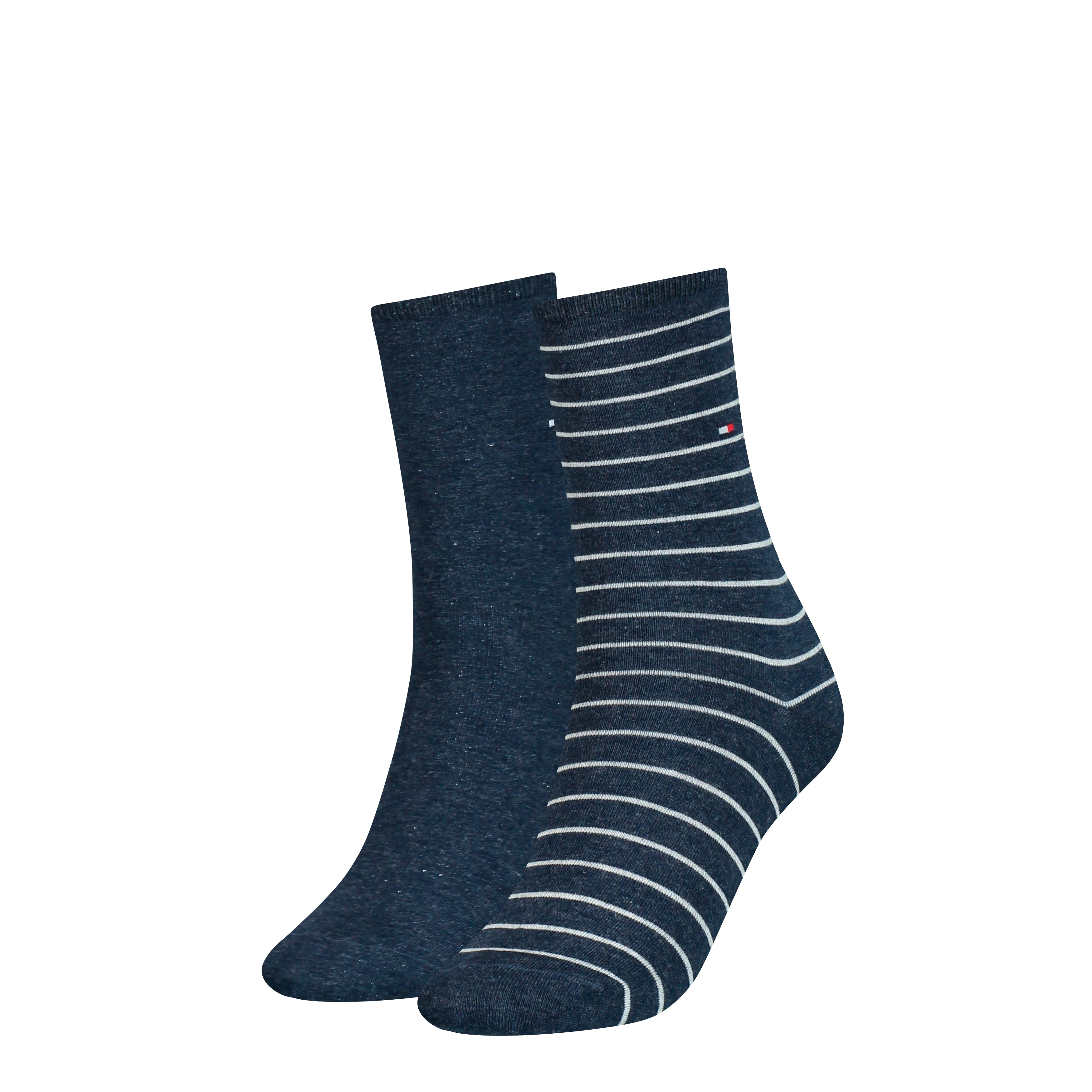Tommy Hilfiger: Navy Stripe Crew Socks - Double the Style, Double the Fun!
